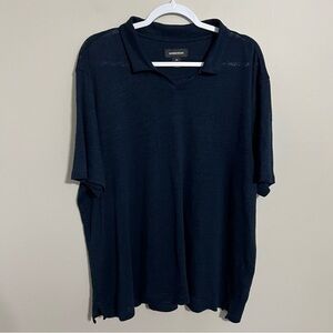 Nordstrom Linen Johnny Collar Navy Blue Polo
Shirt size 2XL